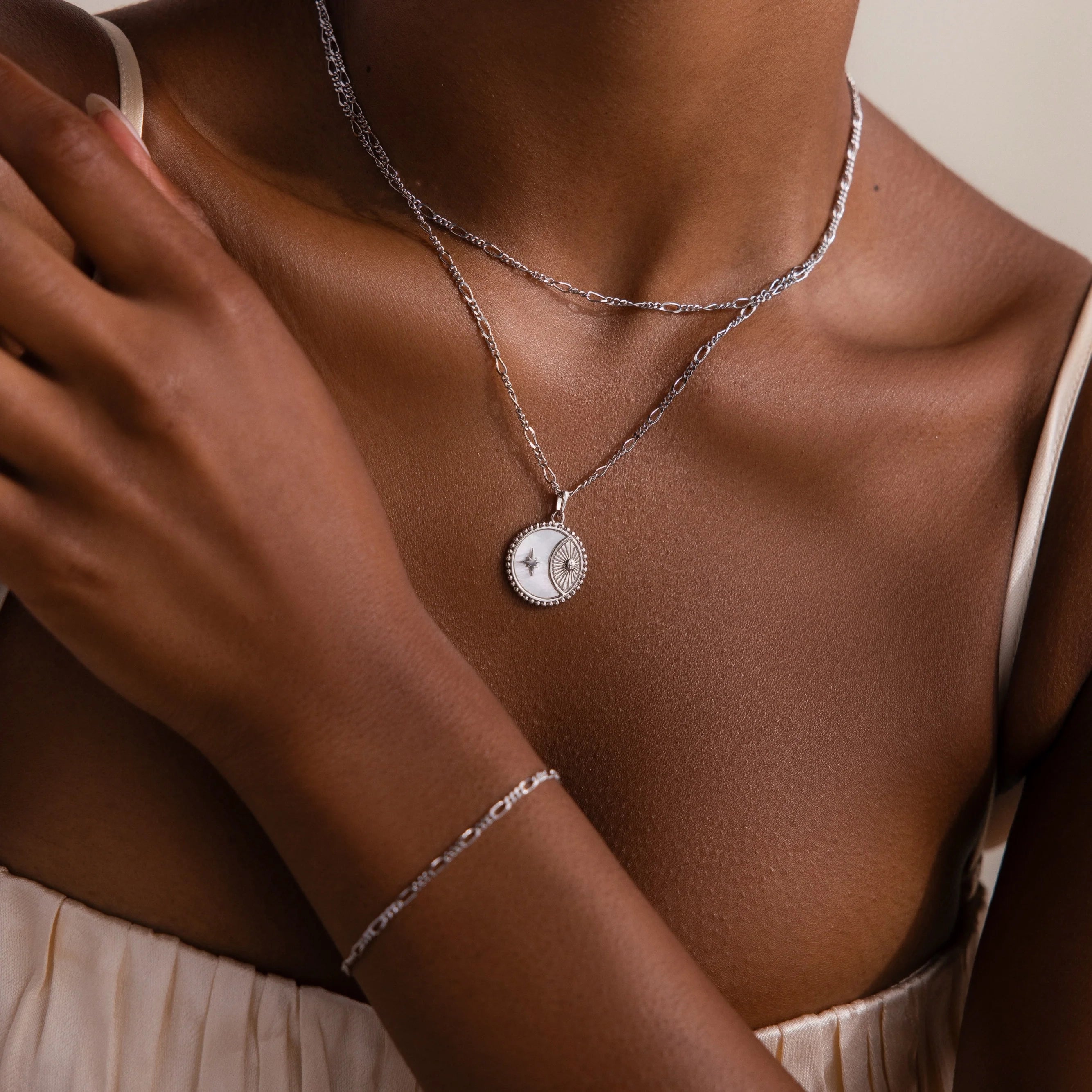 Gabi Coin Necklace Silver 18K Gold Plated