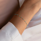 Turquoise Beads Station Bracelet Silver 18K Gold Plated