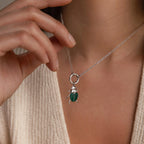 Malachite Beetle Charm Silver 18K Gold Plated