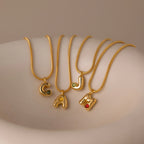 Gemstone Bubble Initial Necklace Silver 18K Gold Plated