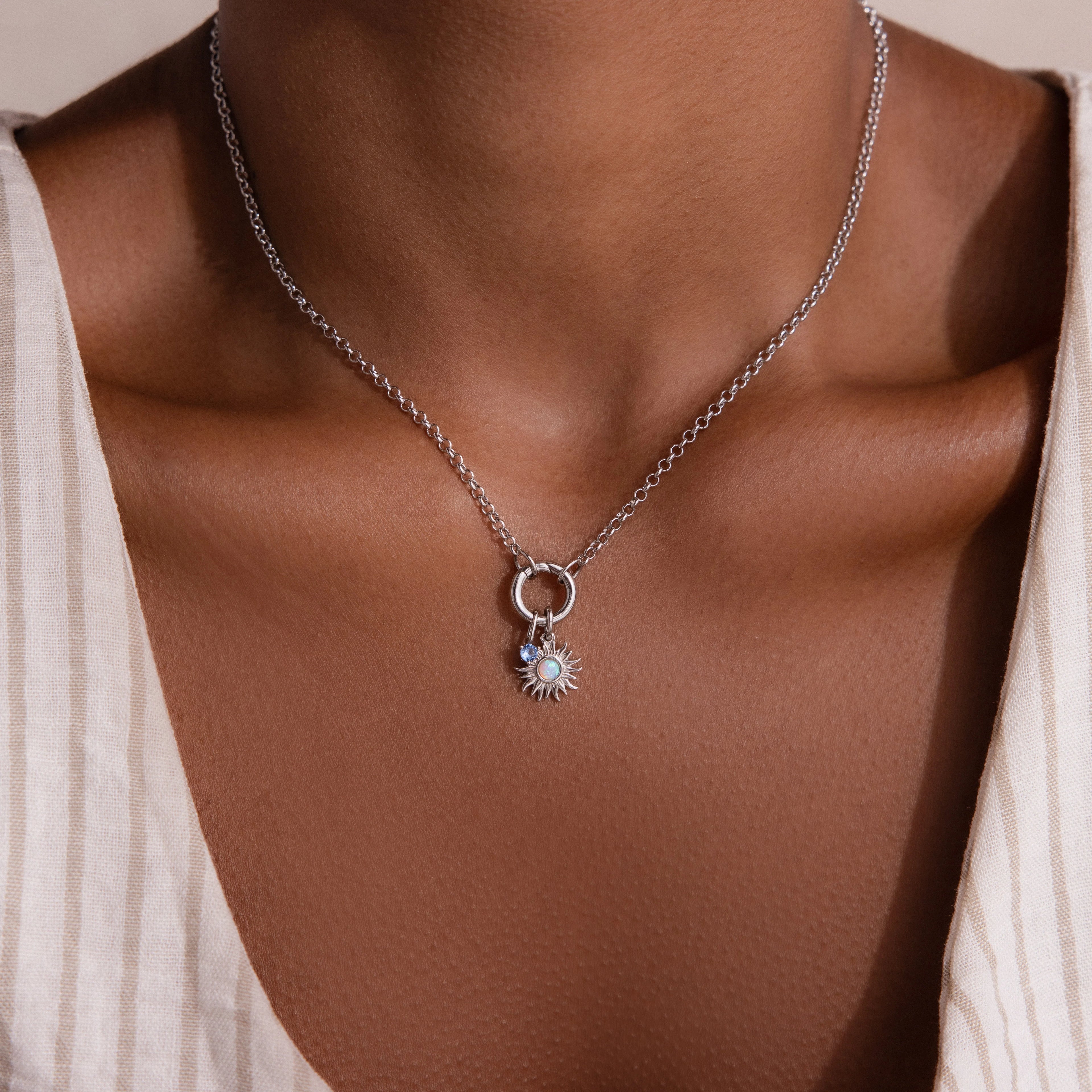Dainty Aquamarine Charm Silver 18K Gold Plated