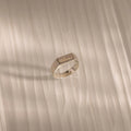 Ribbed Name Signet Ring Silver 18K Gold Plated