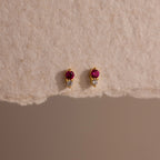 Diamond Birthstone Duo Flatback Studs Silver 18K Gold Plated