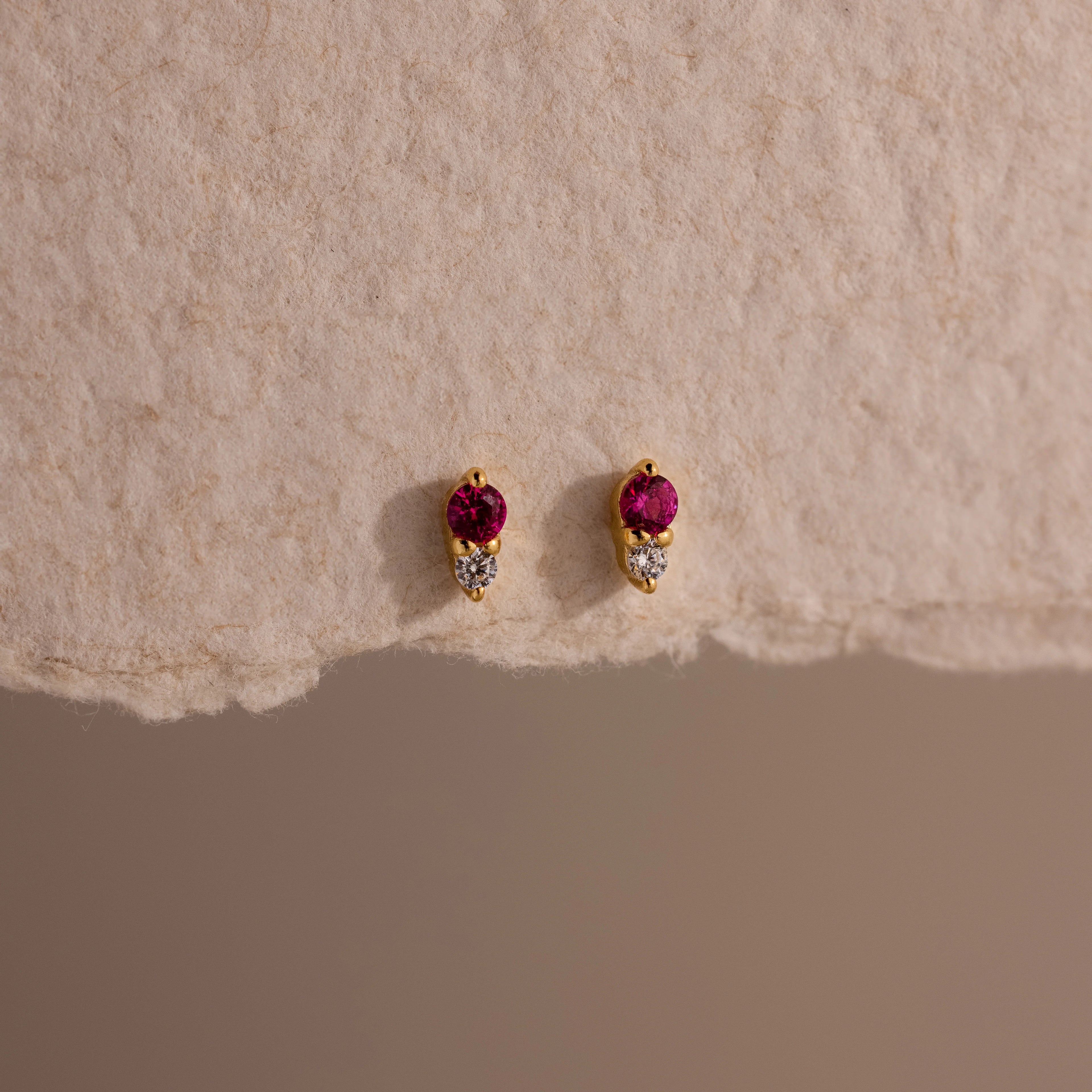 Diamond Birthstone Duo Flatback Studs Silver 18K Gold Plated