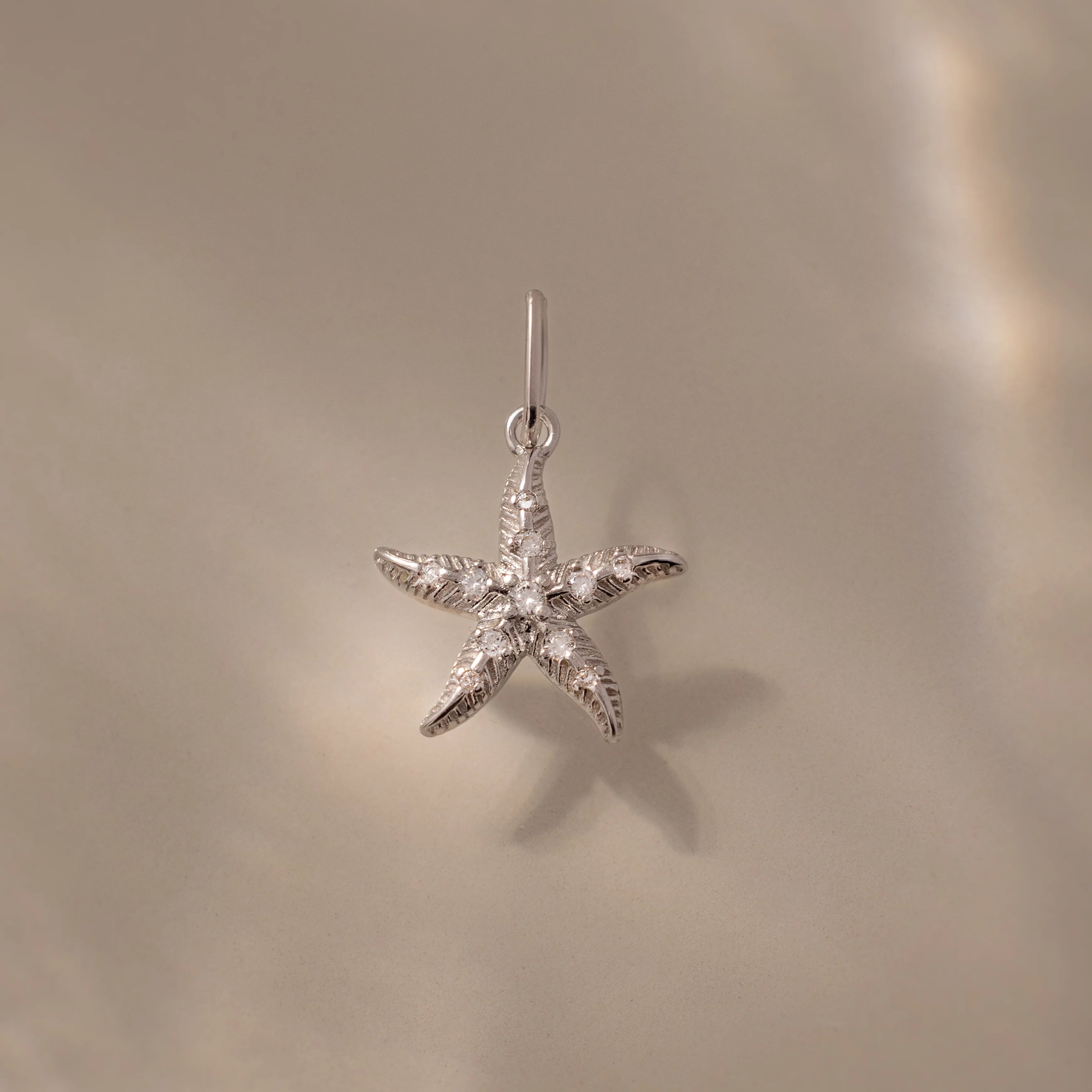 Pave Starfish Charm Silver 18K Gold Plated