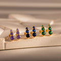 Ombre Amethyst Flatback Studs Silver 18K Gold Plated