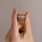 Staggered Marquise Ruby Ring Silver 18K Gold Plated