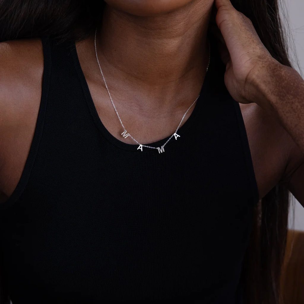 Custom Letter Necklace Silver 18K Gold Plated