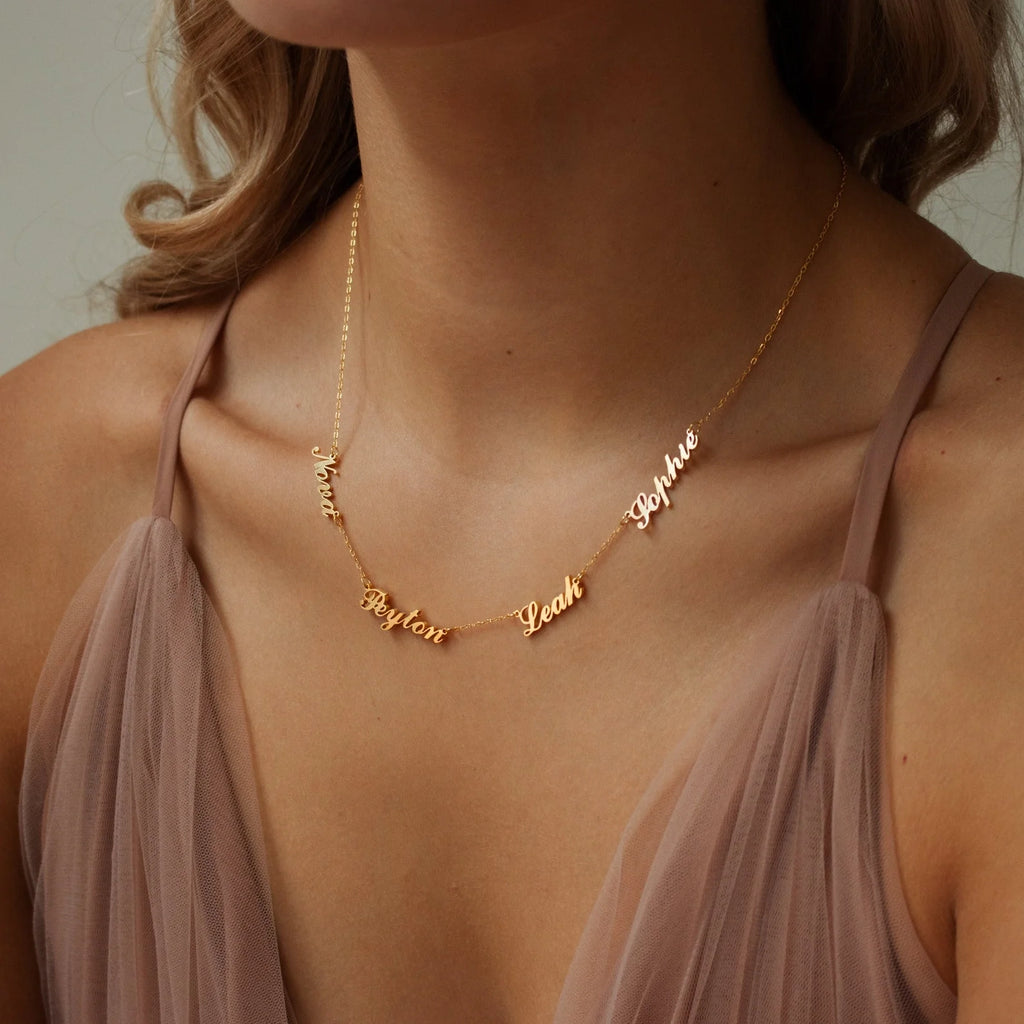 Carrie Multiple Name Necklace Silver 18K Gold Plated