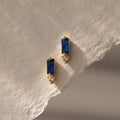 Baguette Cut Sapphire Drop Studs Silver 18K Gold Plated