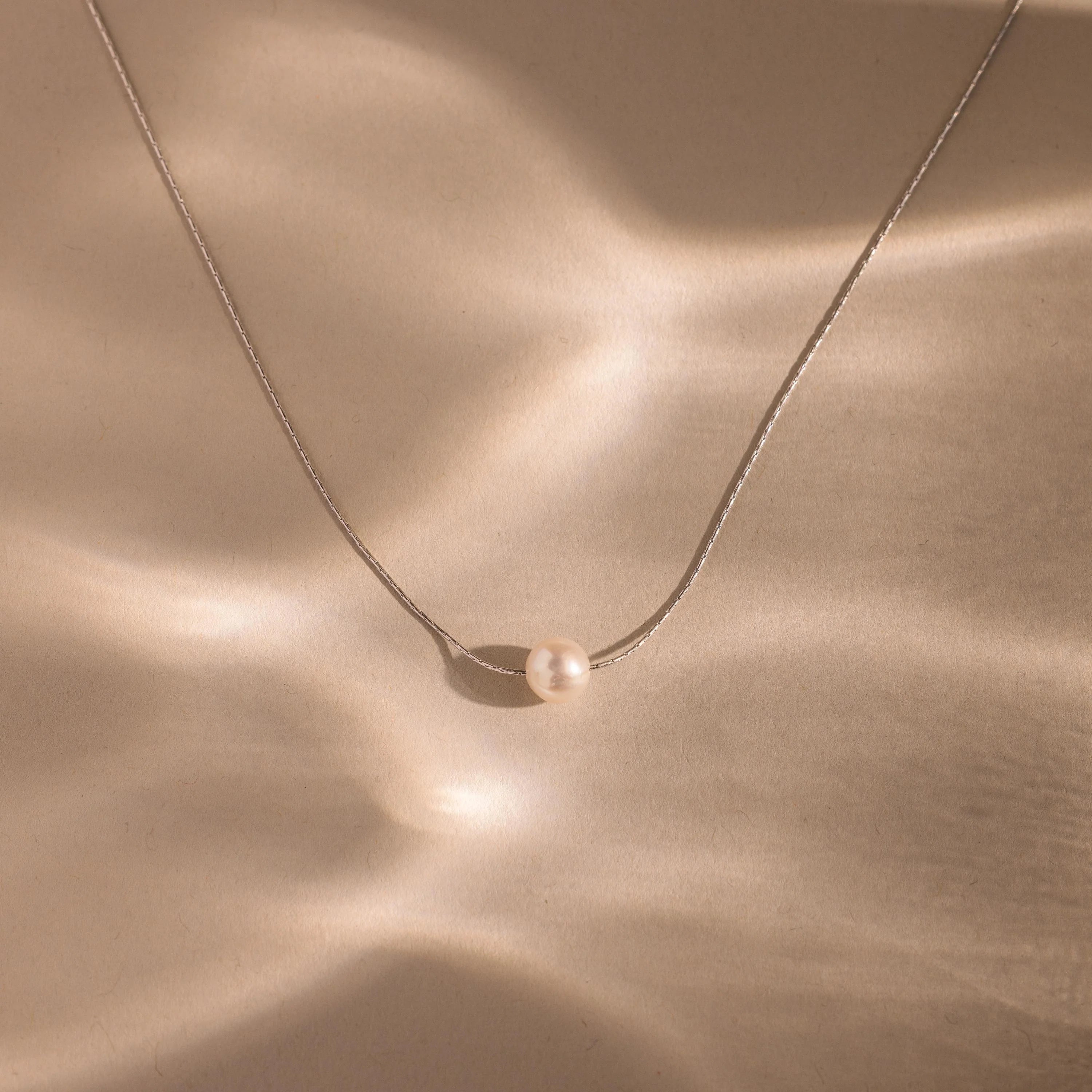 Dainty Pearl Dot Necklace Silver 18K Gold Plated