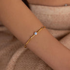Opal & Diamond Cuff Bracelet Silver 18K Gold Plated