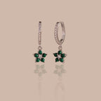 Malachite Blossom Drop Huggies Silver 18K Gold Plated