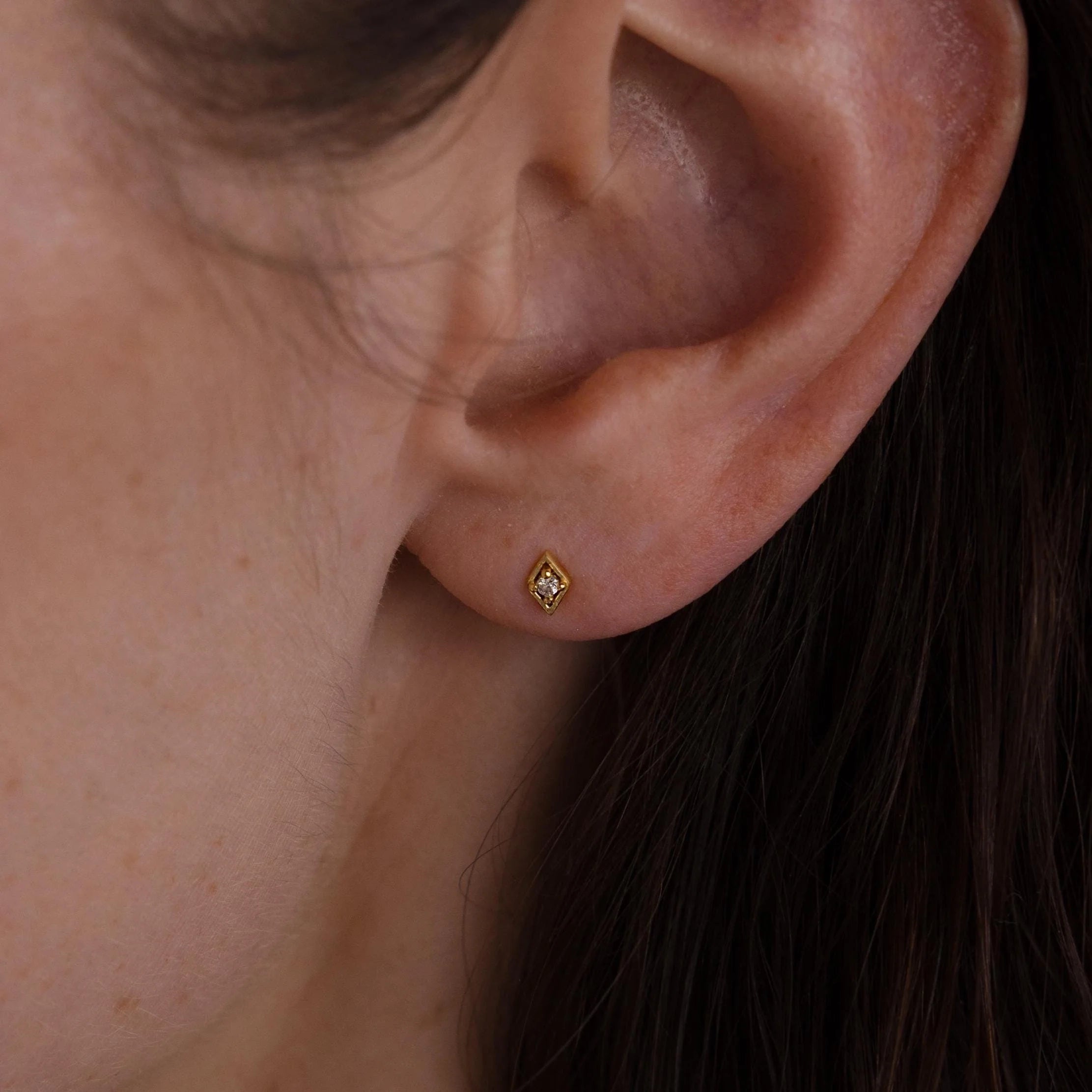 Geometric Emerald Flat Back Studs Silver 18K Gold Plated