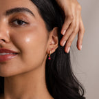 Teardrop Ruby Flatback Studs  Silver 18K Gold Plated