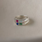 Bold Birthstone Signet Ring Silver 18K Gold Plated