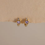 Alexandrite Heart Hoops Silver 18K Gold Plated