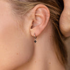 Black Ivy Flower Huggies Silver 18K Gold Plated