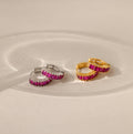 Genevieve Garnet Huggies Silver 18K Gold Plated