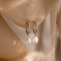 Margot Pearl Hoops Silver 18K Gold Plated