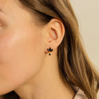 Black Marquise Diamond Dangle Drop Studs Silver 18K Gold Plated