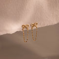 Diamond Bow Chain Studs Silver 18K Gold Plated
