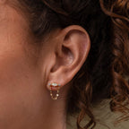Opal & Diamond Chain Studs Silver 18K Gold Plated