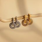 Diamonds Duo Pave Link Hoops Silver 18K Gold Plated
