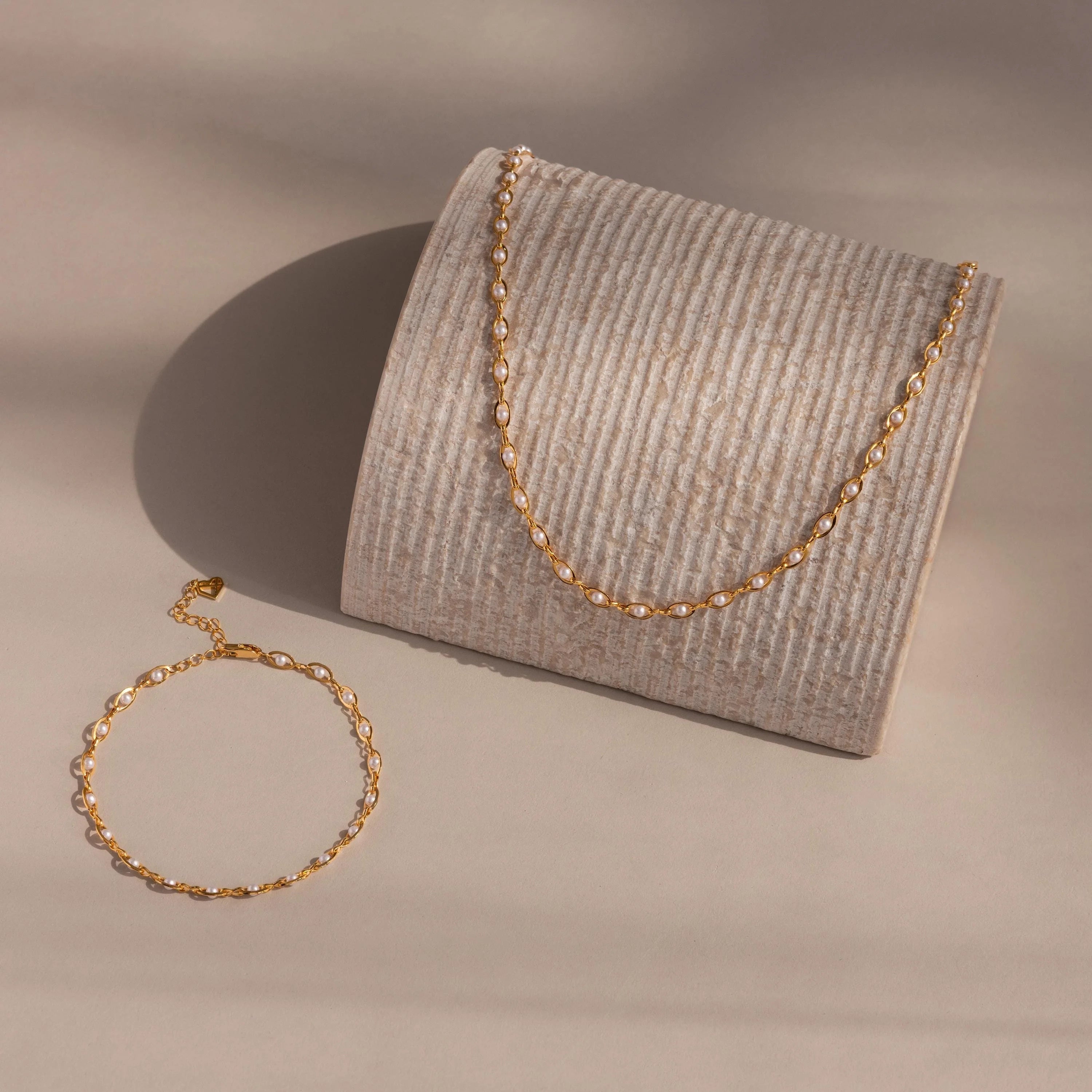 Eternity Pearl Choker Necklace Silver 18K Gold Plated
