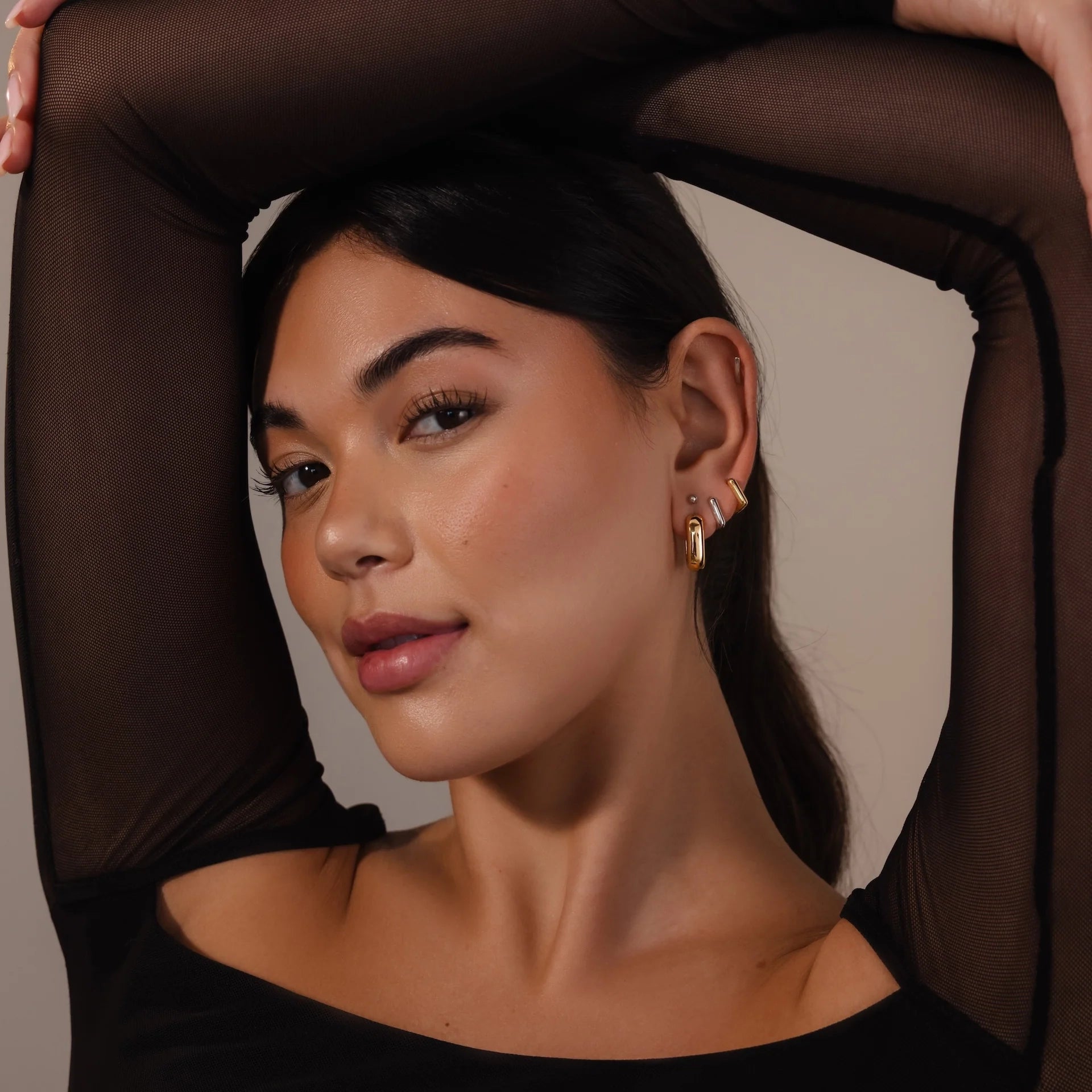 Bold Link Hoops  Silver 18K Gold Plated