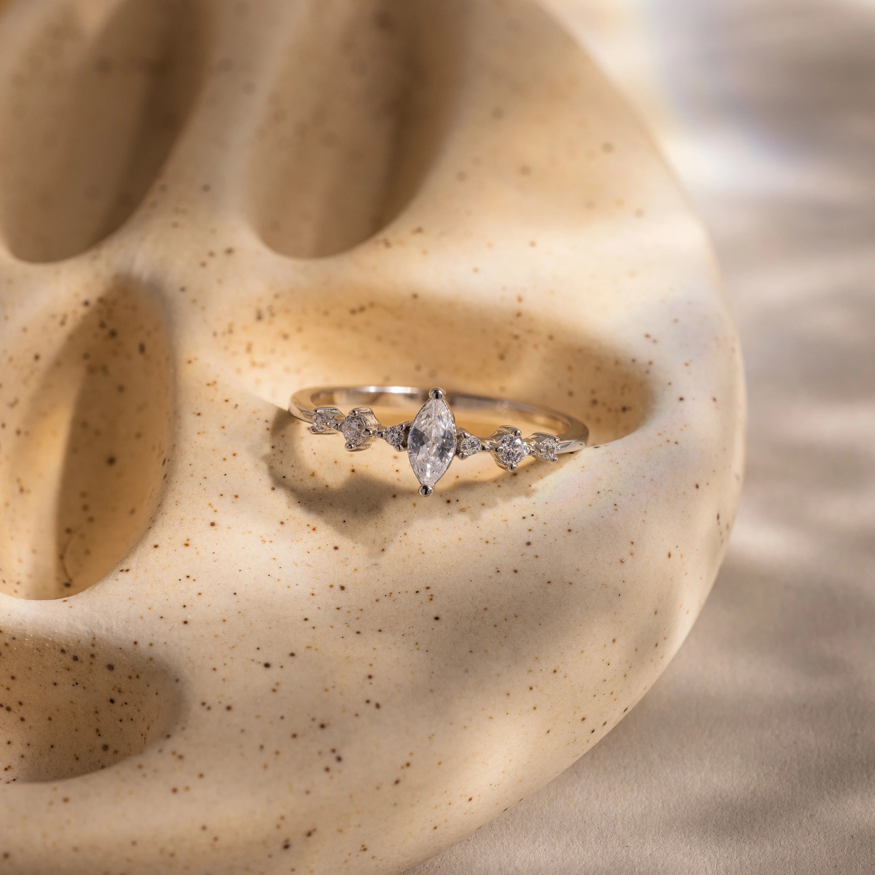 Harlow Diamond Ring Silver 18K Gold Plated