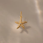 Diamond Pave Starfish Charm Silver 18K Gold Plated