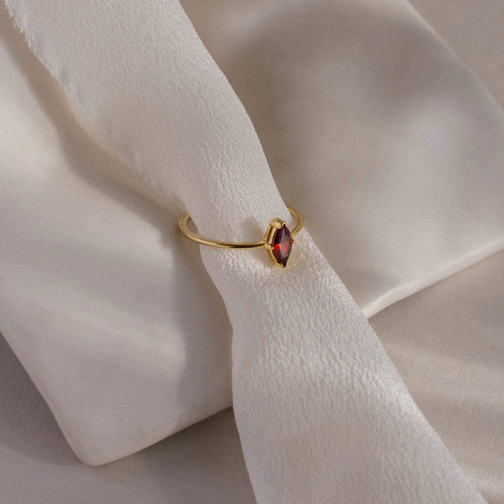 Multiple Marquise Birthstone Ring Silver 18K Gold Plated