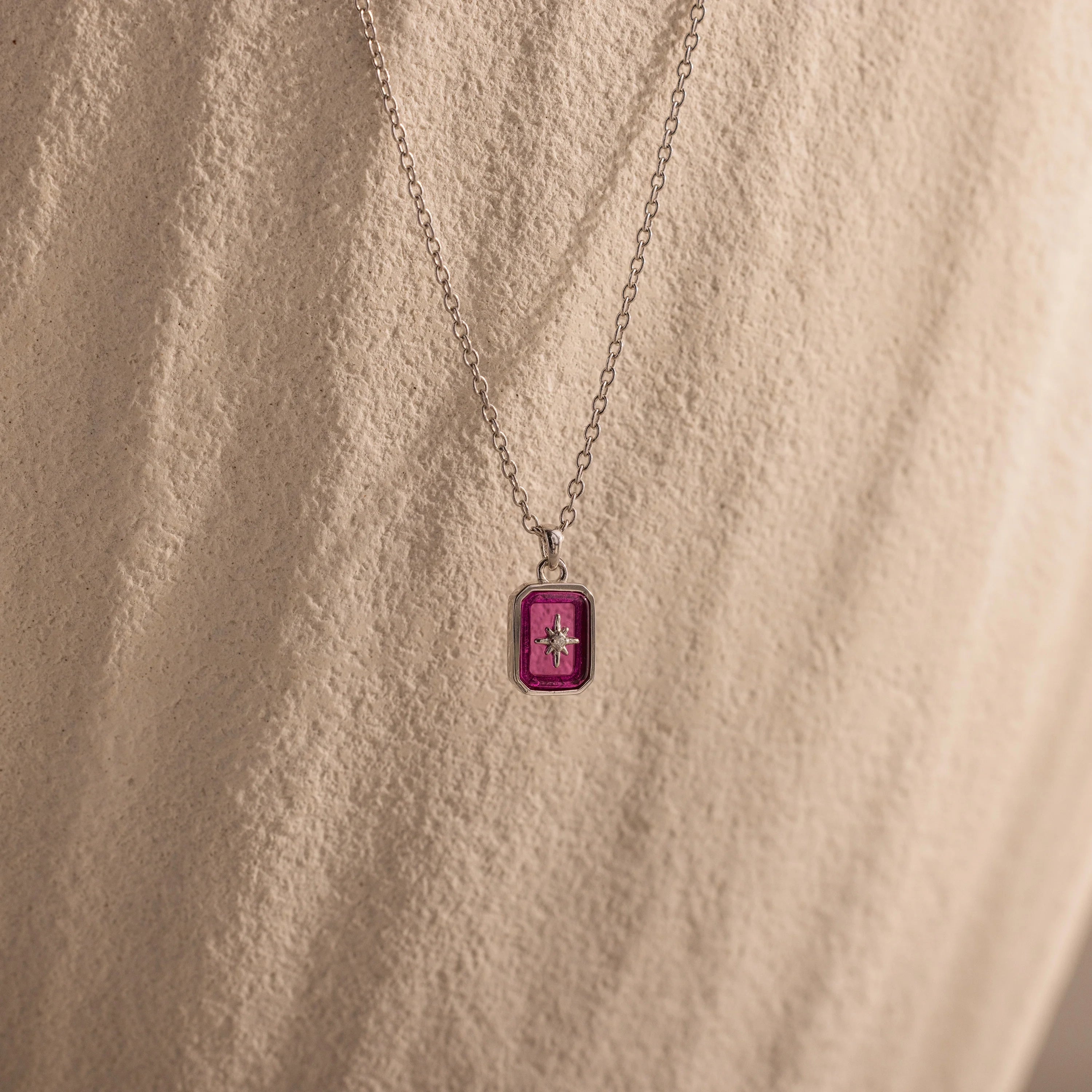Ruby North Star Necklace Silver 18K Gold Plated