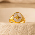 North Star Signet Ring Silver 18K Gold Plated
