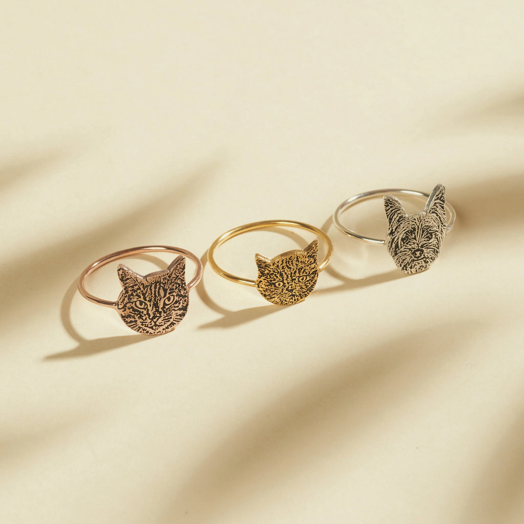 Pet Portrait Ring Silver 18K Gold Plated