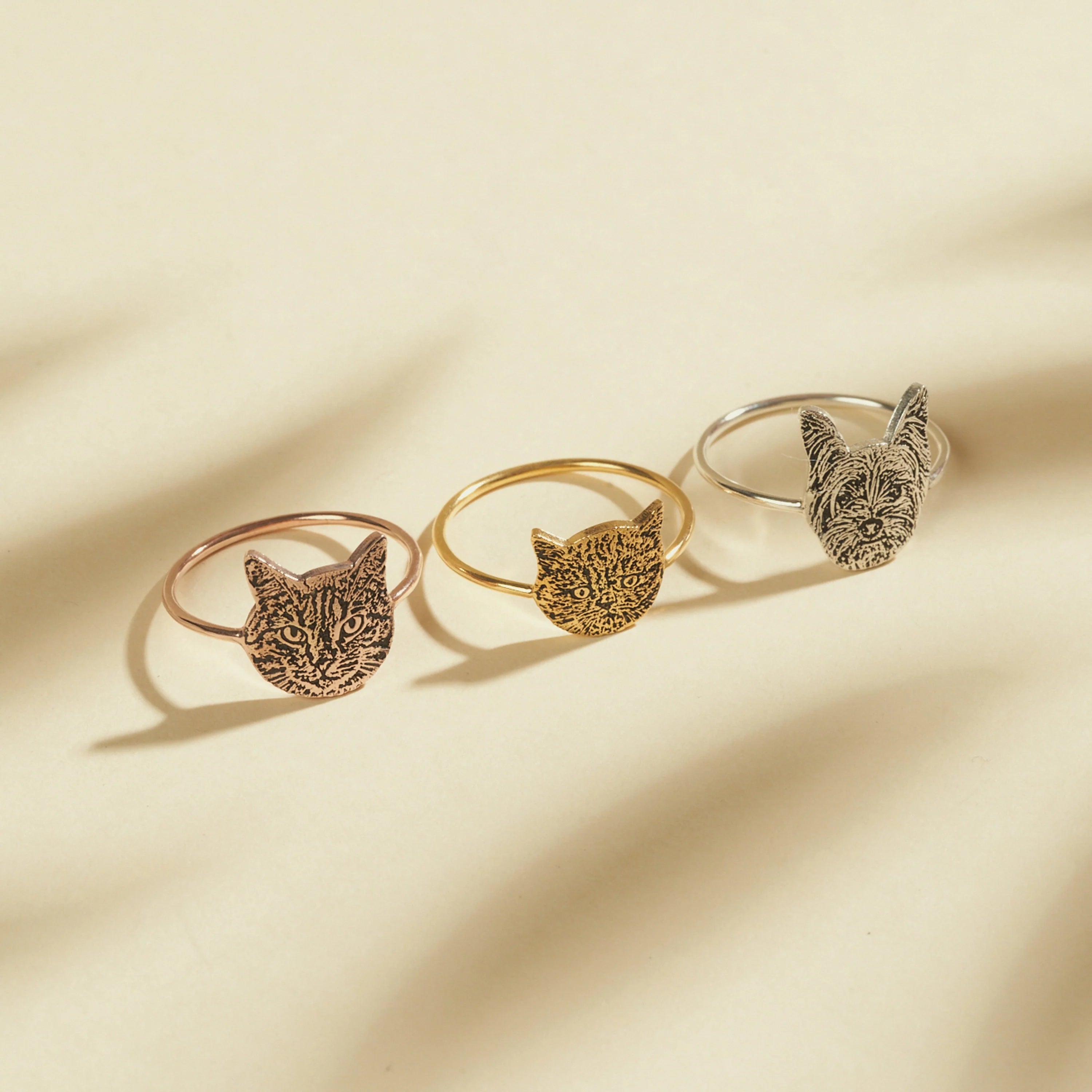 Pet Portrait Ring Silver 18K Gold Plated