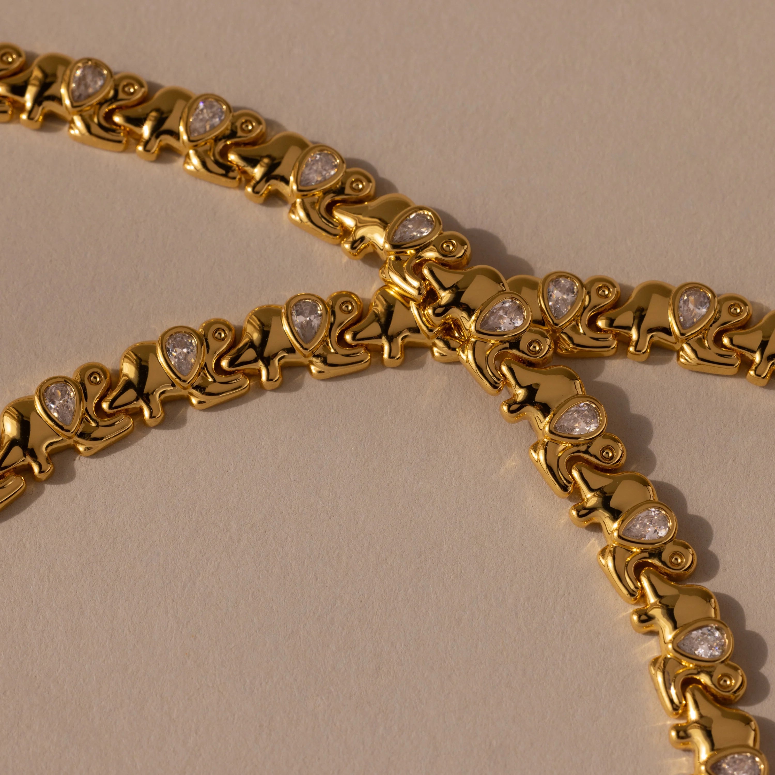 Diamond Elephant Tennis Bracelet Silver 18K Gold Plated