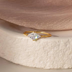 Toi et Moi Triangle Birthstone Ring Silver 18K Gold Plated