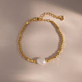 Pearl Charm Beaded Bracelet Silver 18K Gold Plated