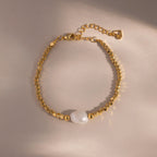 Pearl Charm Beaded Bracelet Silver 18K Gold Plated