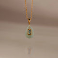 Baguette Cut Aquamarine Crystal Necklace Silver 18K Gold Plated