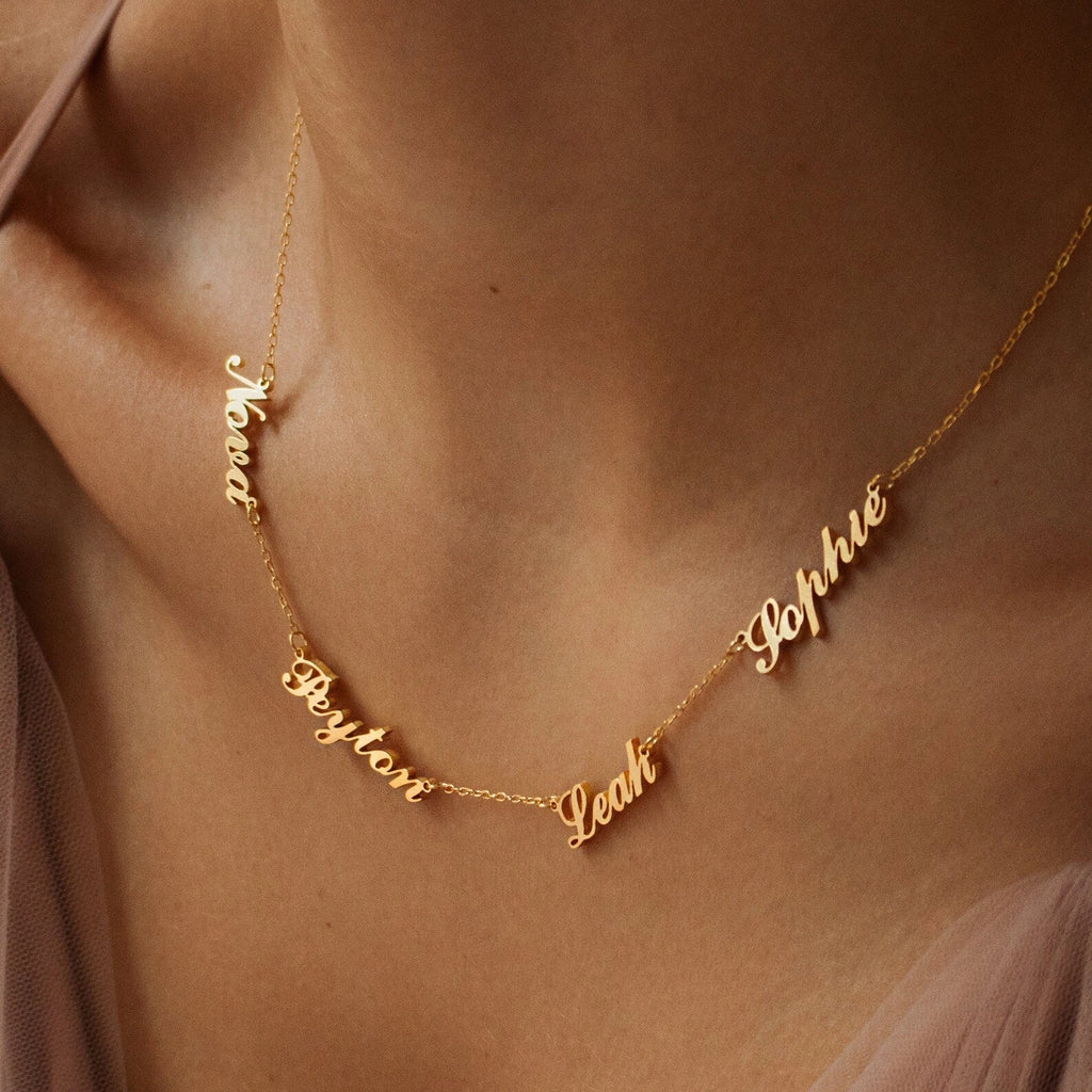Carrie Multiple Name Necklace Silver 18K Gold Plated