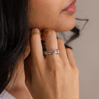 Pink Tourmaline Eternity Band Duo Ring Set Silver 18K Gold Plated