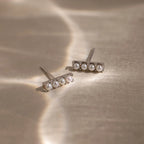Dainty Pearl Bar Studs Silver 18K Gold Plated