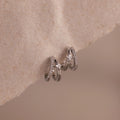 Diamond Pave Duo Huggies Silver 18K Gold Plated