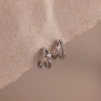 Diamond Pave Duo Huggies Silver 18K Gold Plated