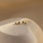 Birthstone Drop Studs  Silver 18K Gold Plated