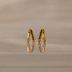 Amelia Duo Onyx Huggies Silver 18K Gold Plated