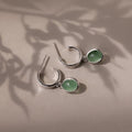 Jade Gemstone Drop Hoops Silver 18K Gold Plated